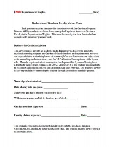 Declaration of Graduate Faculty Advisor Form